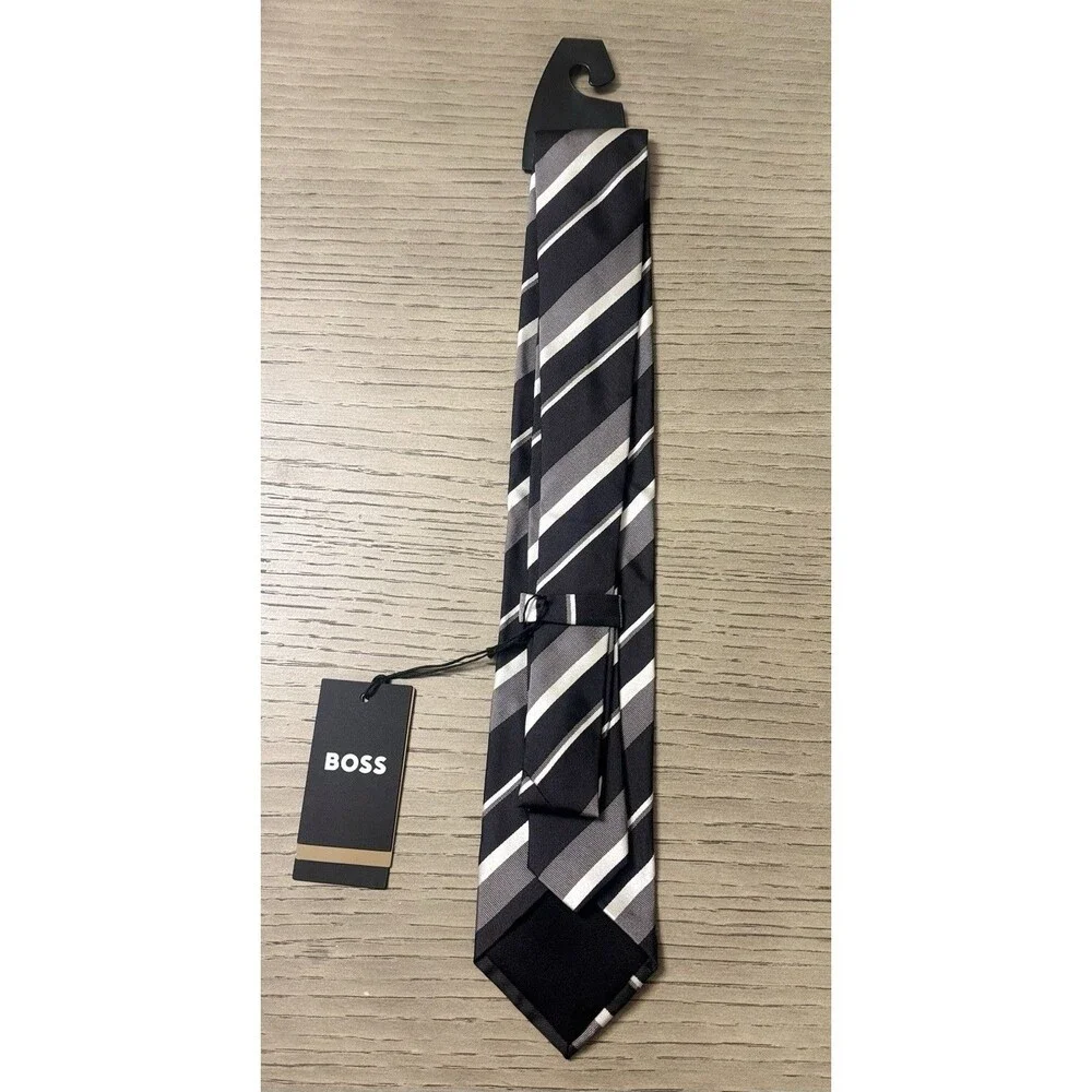 HUGO BOSS STRIPED SILK NECK TIE . MADE IN ITALY . NEW !!!